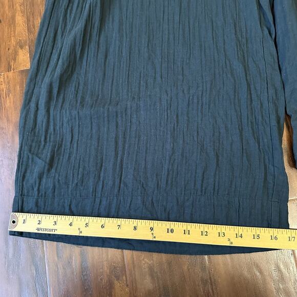 PACT Cropped Pants Black Wrinkled High Rise Wide Leg Lagenlook Goth - Picture 14 of 14